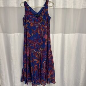 Vintage 90s paisley maxi Colorful Dress Jones New York size 8P